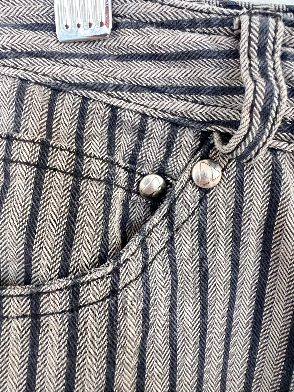 Vintage Liz Claiborne Striped Denim High-Waist Pants. Sz. 10 (modern Sm) - Picture 8 of 11